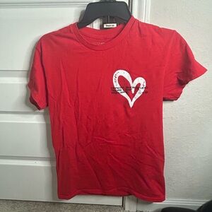 Fashion Nova Red T-Shirt with Heart Design